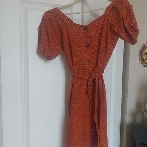 Orange And White Polka Dot Summer Dress